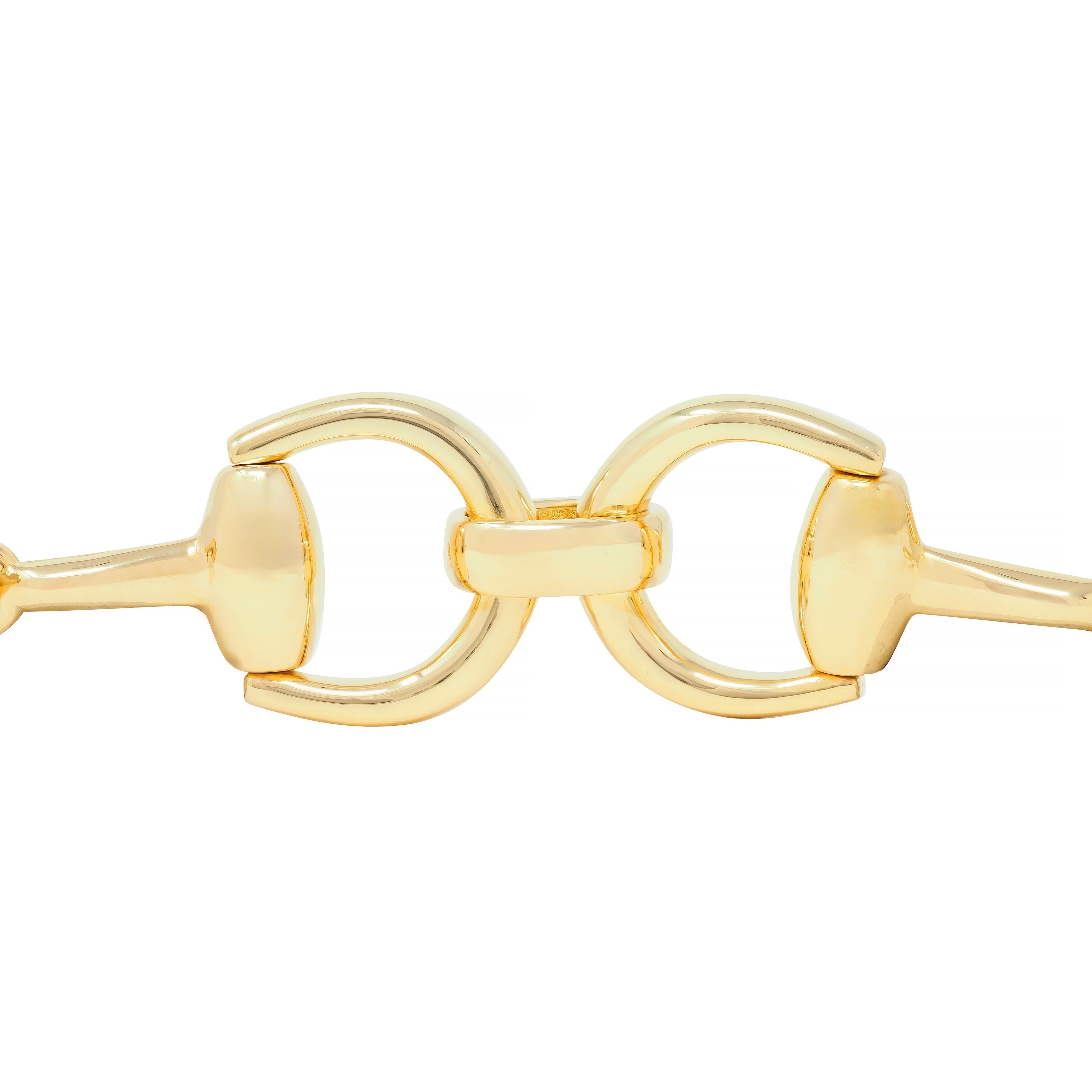 Gucci 18 Karat Yellow Gold Horsebit Vintage Link Bracelet In Excellent Condition For Sale In Philadelphia, PA