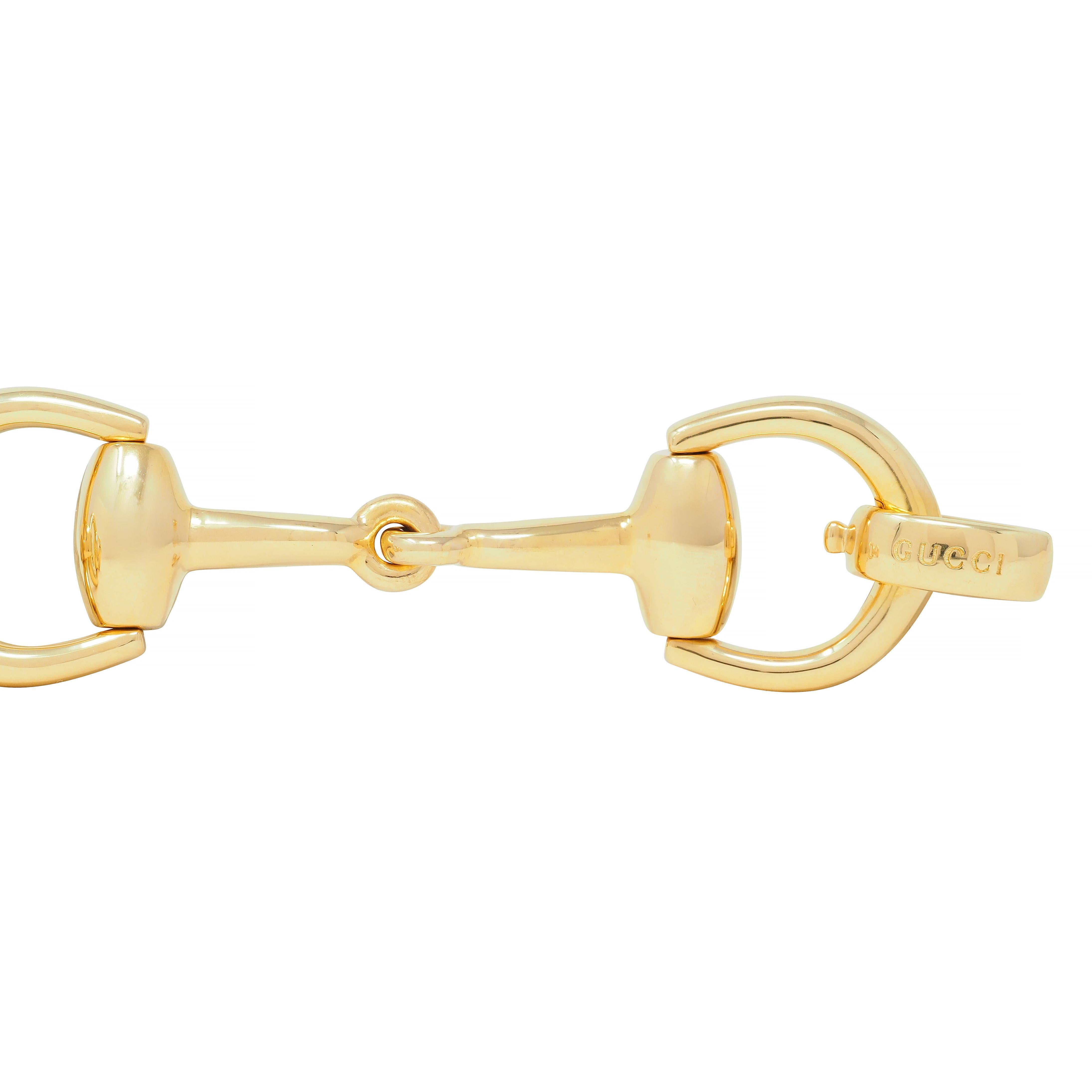 Women's or Men's Gucci 18 Karat Yellow Gold Horsebit Vintage Link Bracelet For Sale