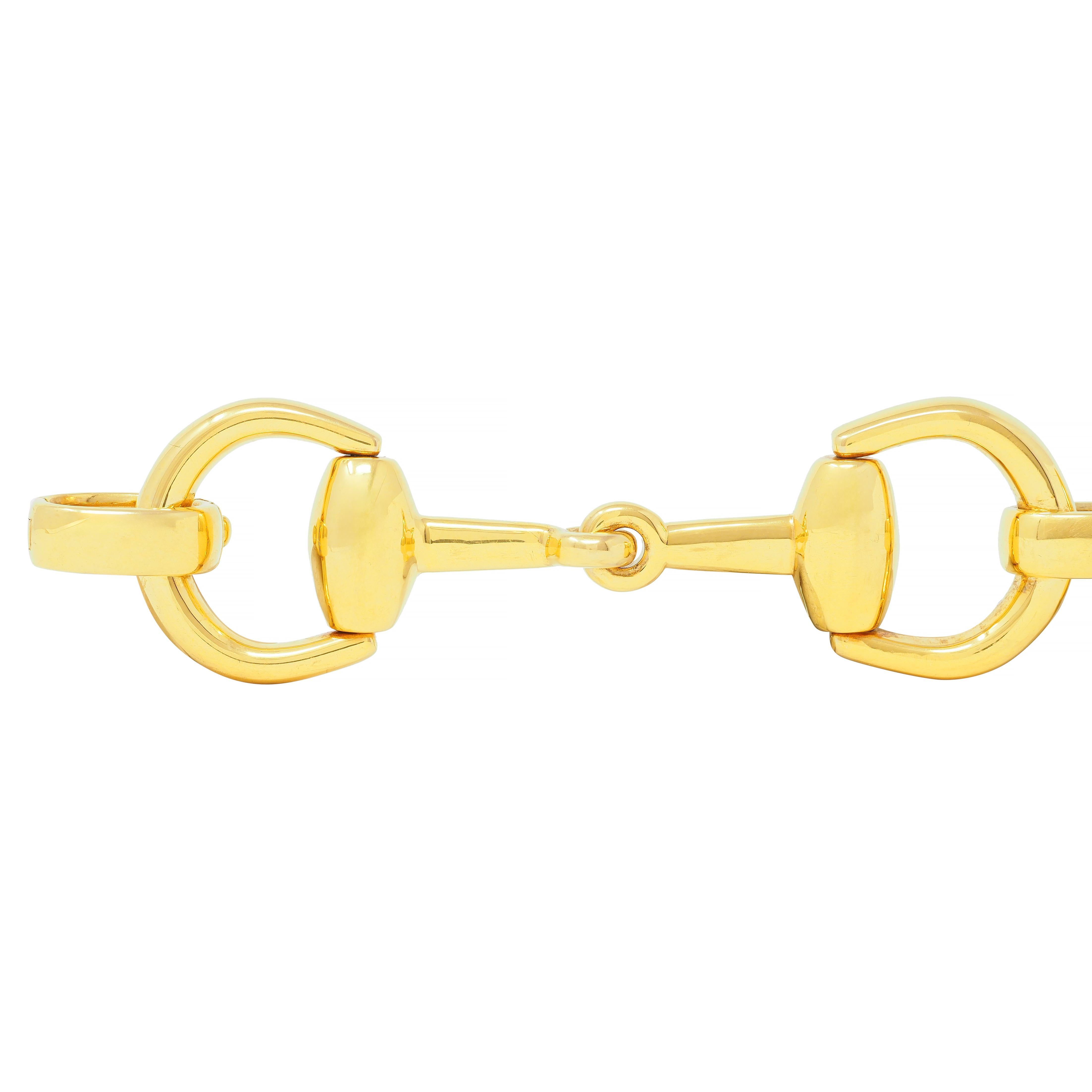 Women's or Men's Gucci 18 Karat Yellow Gold Horsebit Vintage Link Bracelet For Sale