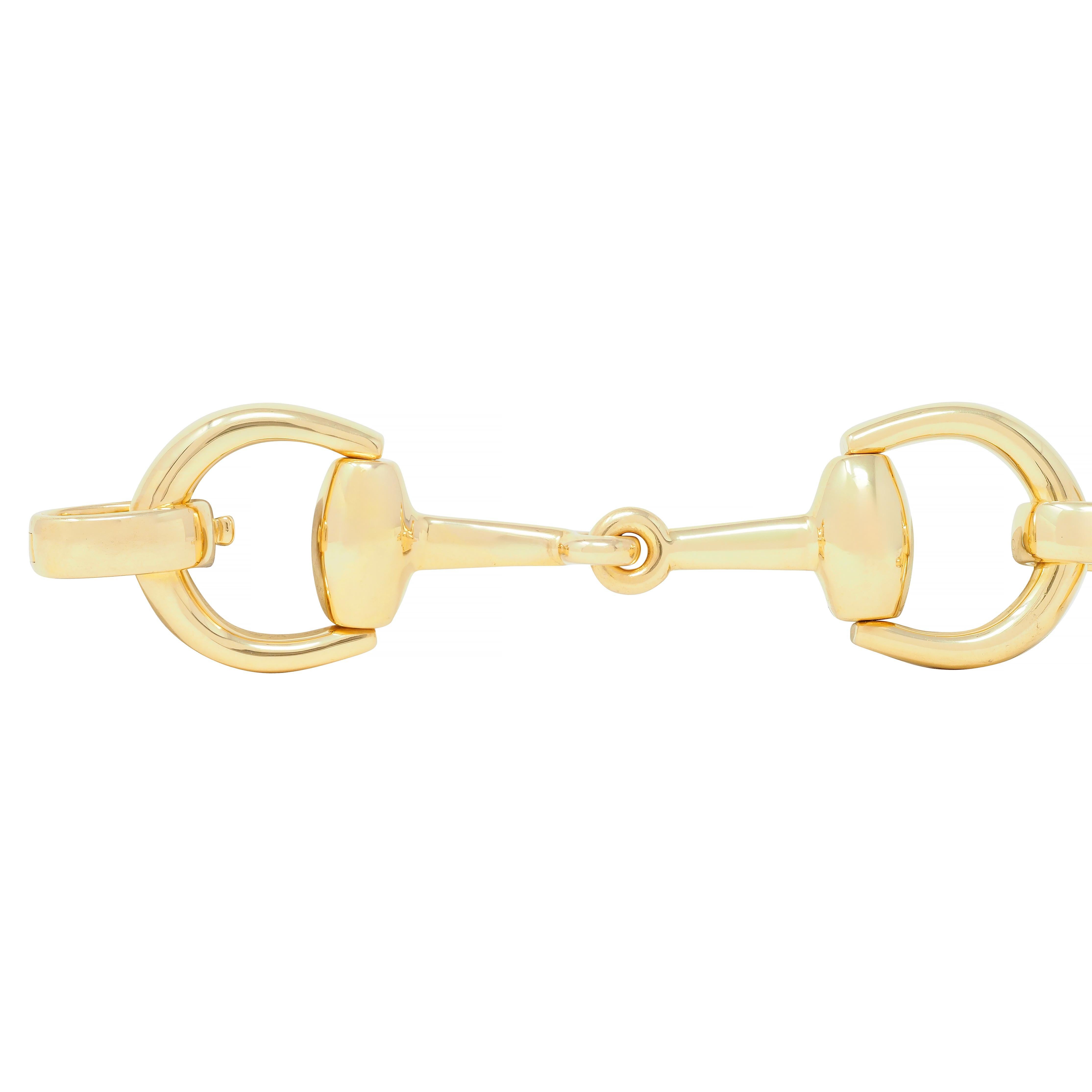Gucci 18 Karat Yellow Gold Horsebit Vintage Link Bracelet For Sale 2
