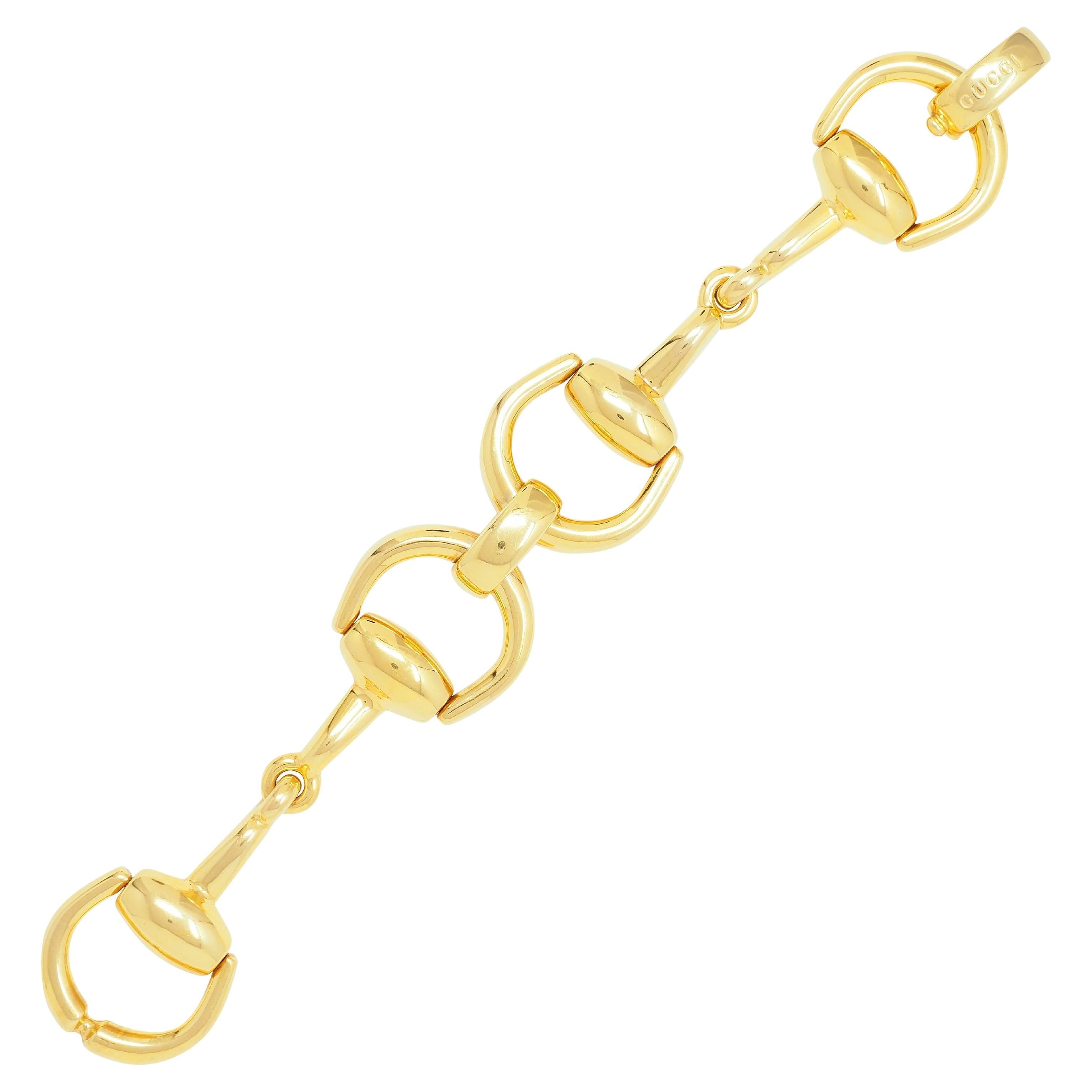 Gucci 18 Karat Yellow Gold Horsebit Vintage Link Bracelet For Sale