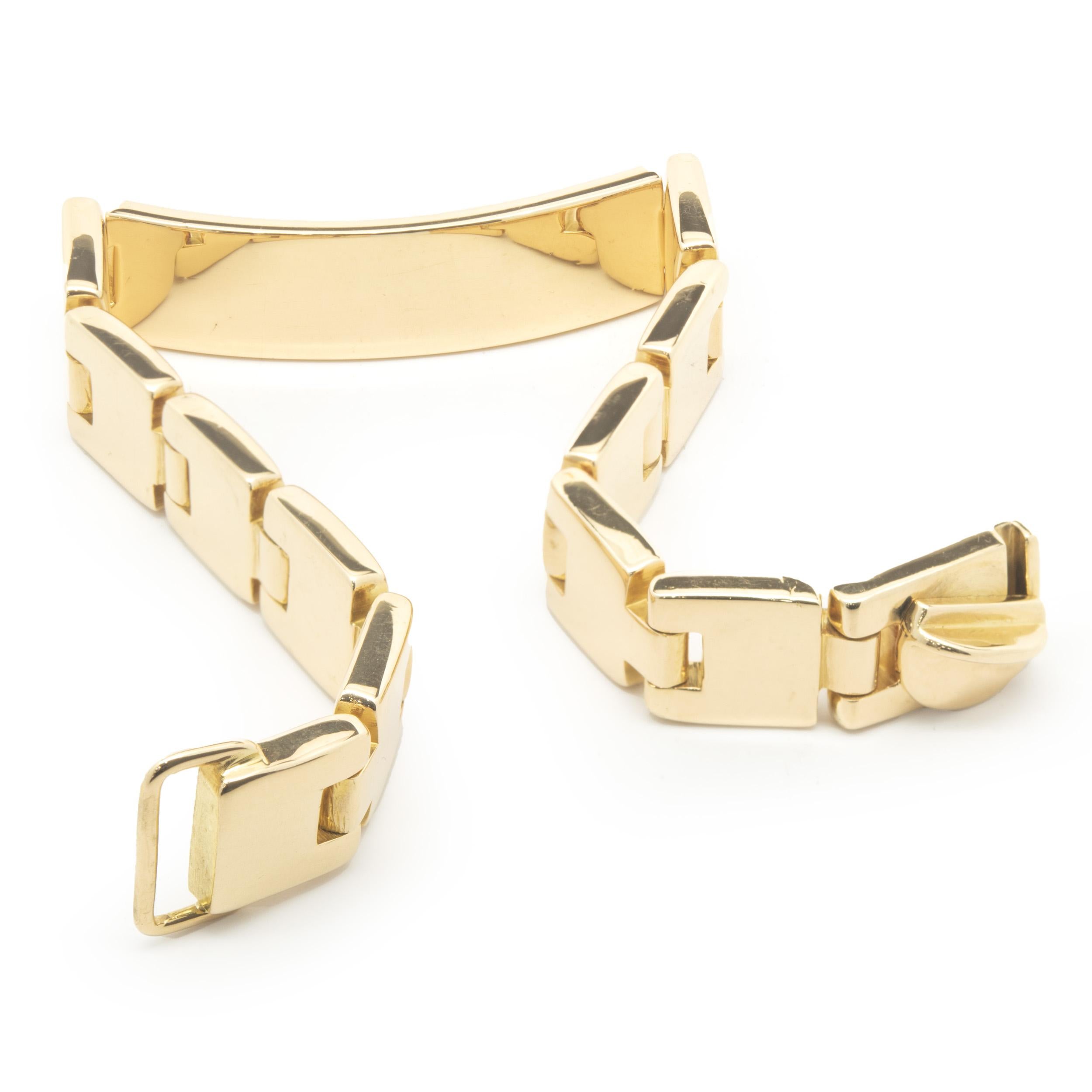 Gucci 18 Karat Yellow Gold ID Bracelet In Excellent Condition For Sale In Scottsdale, AZ