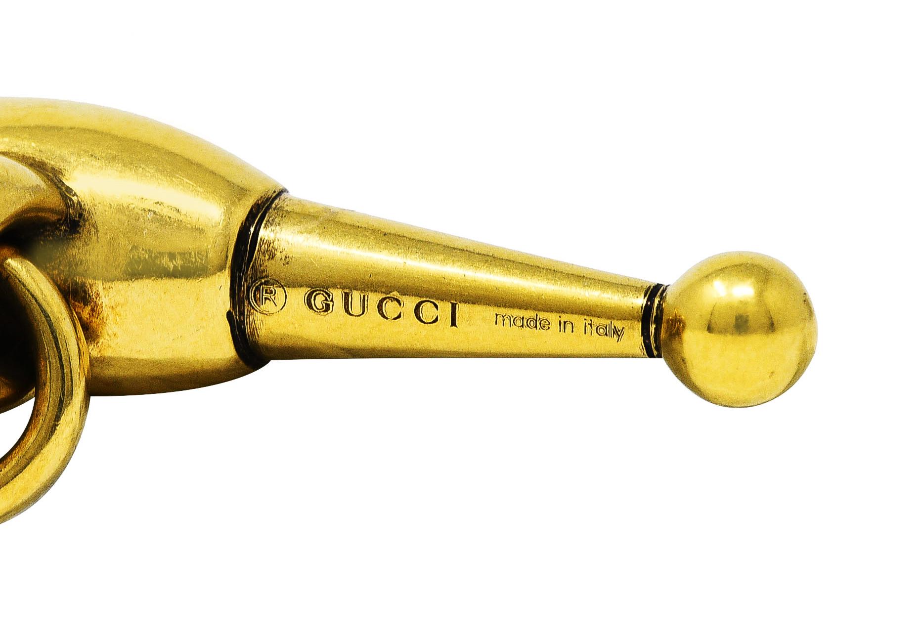 Women's or Men's Gucci 18 Karat Yellow Gold Oversized Vintage Heart Toggle Bracelet