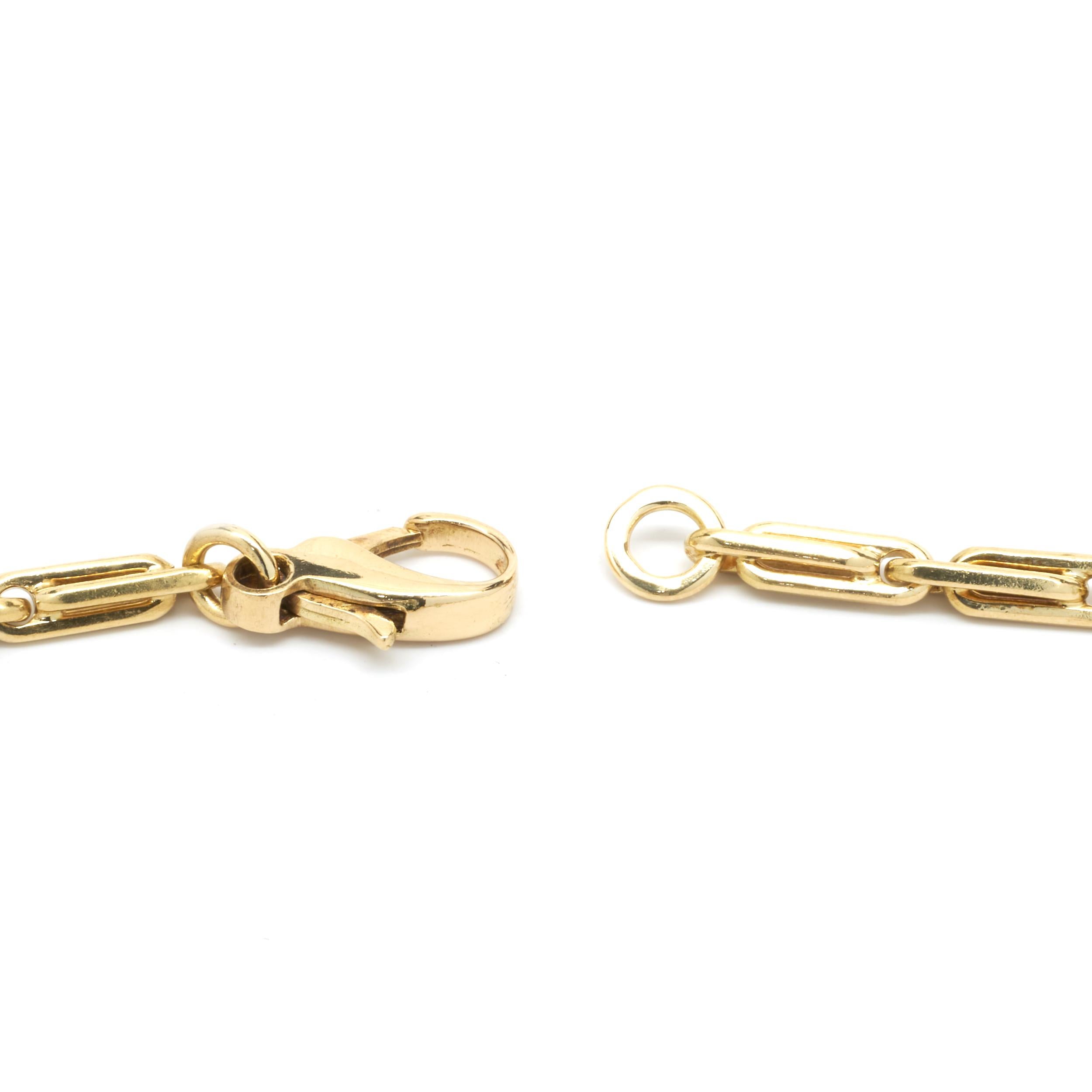 Designer: Gucci
Material: 18 Karat Gelbgold
Gewicht: 87,60 Gramm
Abmessungen: Halskette misst 32-Zoll in der Länge

