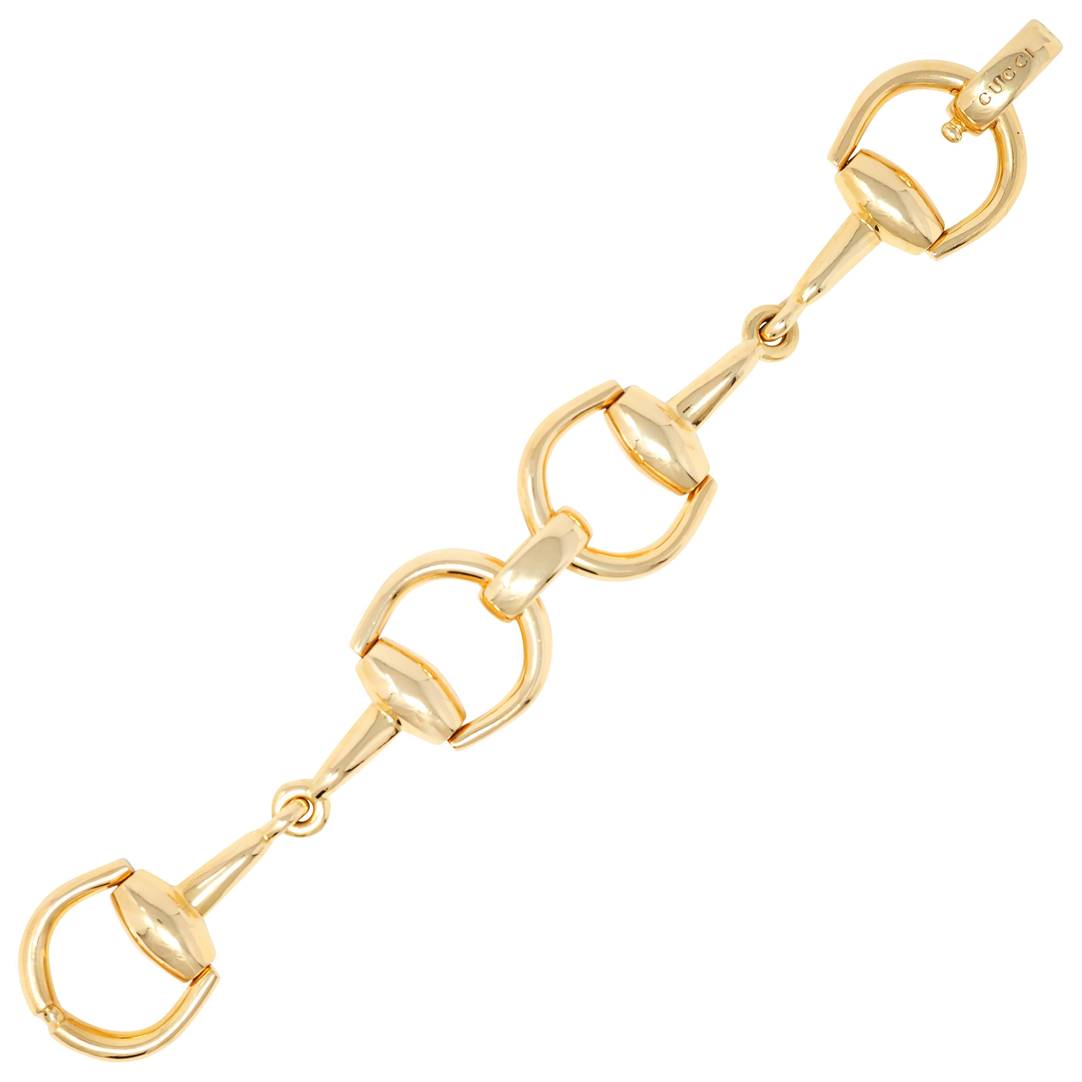 Gucci 18 Karat Yellow Gold Vintage Horsebit Link Bracelet Contemporáneo en venta