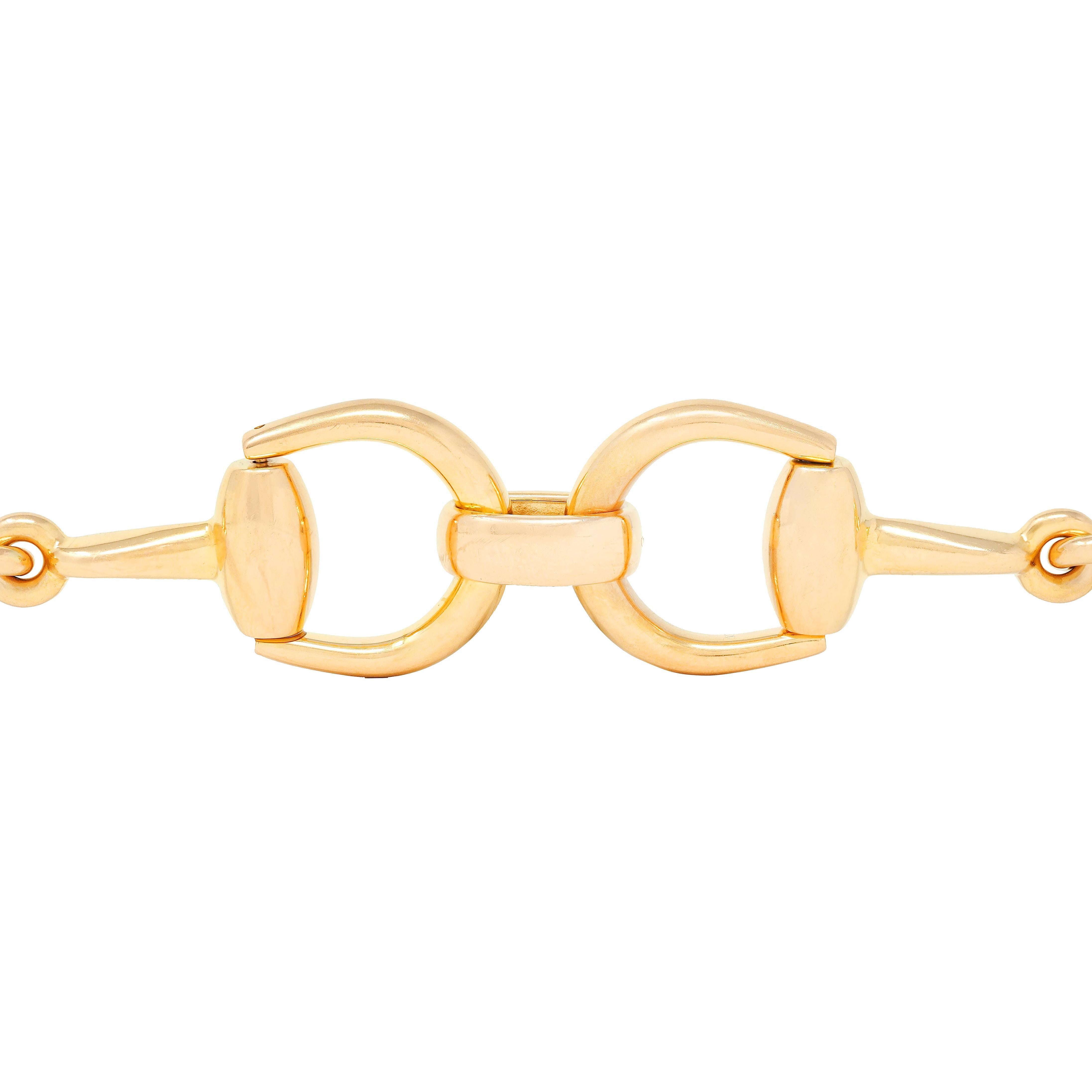 Women's Gucci 18 Karat Yellow Gold Vintage Horsebit Link Bracelet For Sale