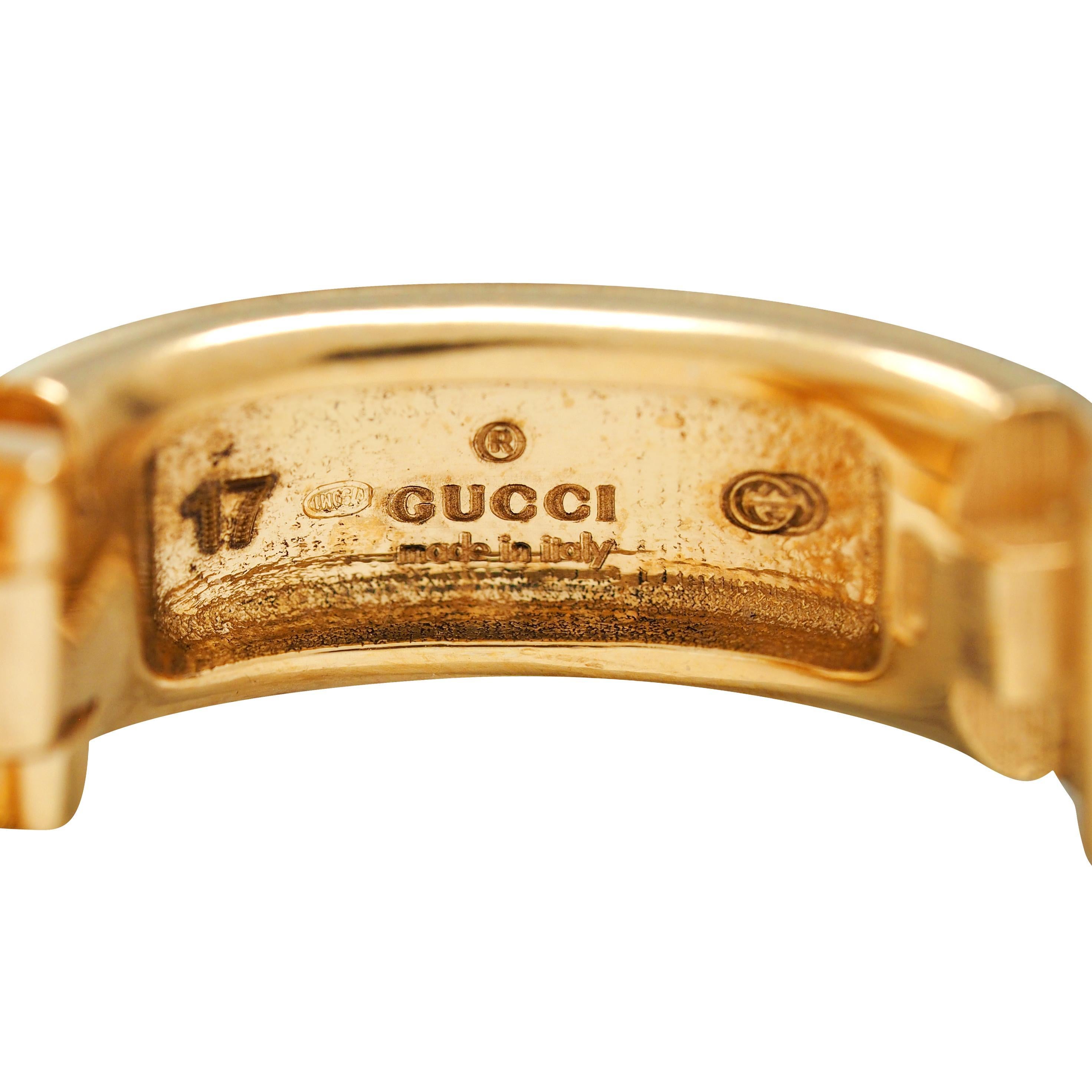 Gucci 18 Karat Yellow Gold Vintage Horsebit Link Bracelet en venta 2