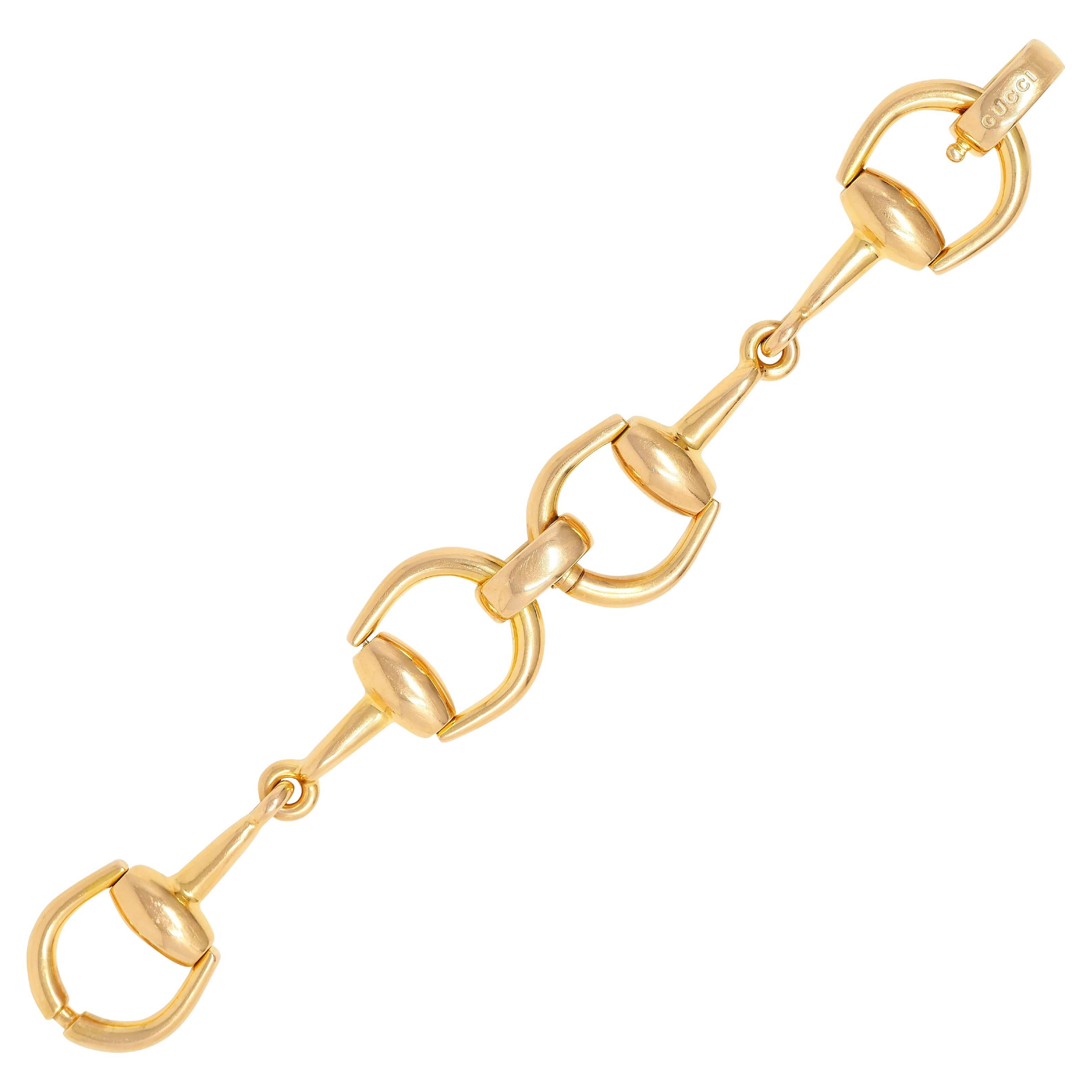 Gucci 18 Karat Yellow Gold Vintage Horsebit Link Bracelet