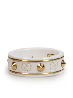 Anello GG con borchie in oro 18ct di Gucci