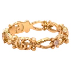 Gucci 18ct Yellow Gold Flora Diamond Ring 0.06ct 2.89g
