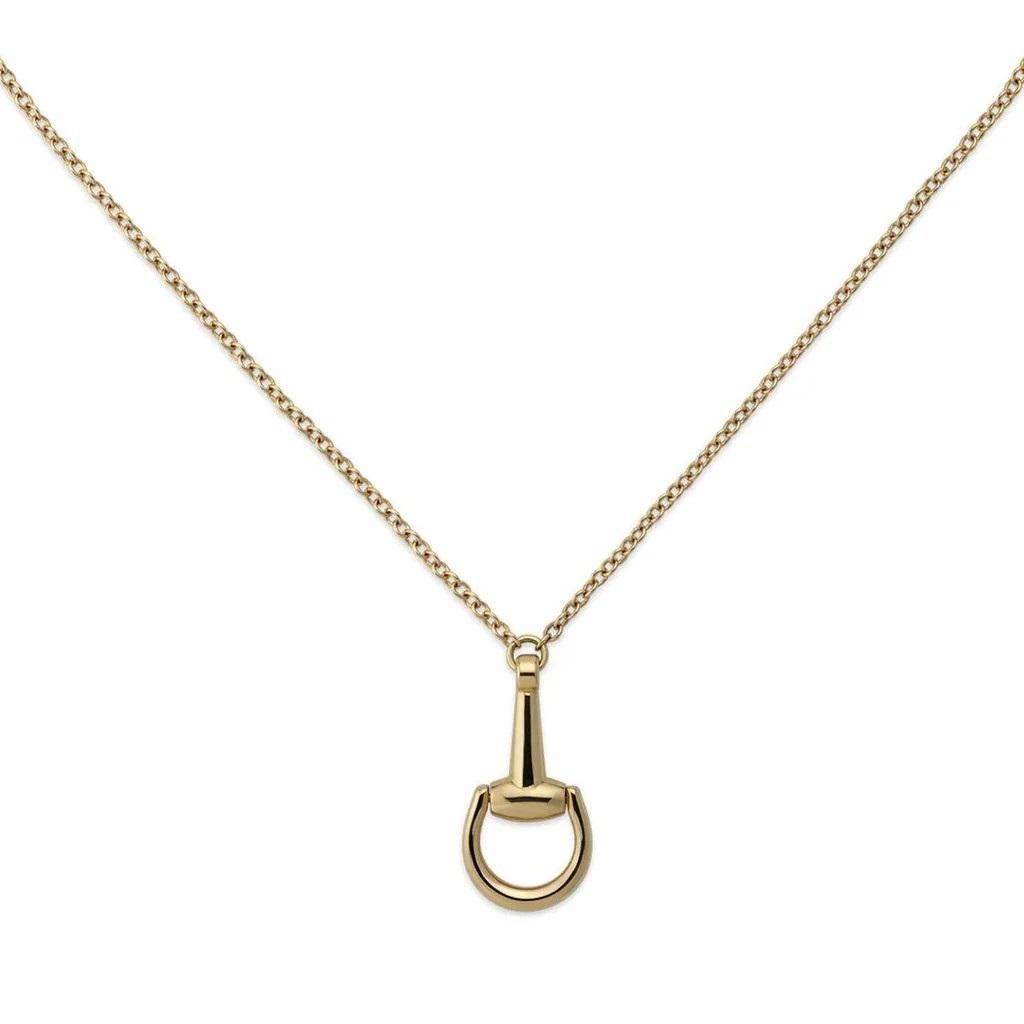 Gucci celebrates the 20th anniversary of the signature Horsebit jewelry line with classic and iconic pieces in 18k yellow gold. This chain necklace is defined by a half-horsebit pendant detail.

18k yellow gold
Horsebit motif
Clasp closure
Weight: