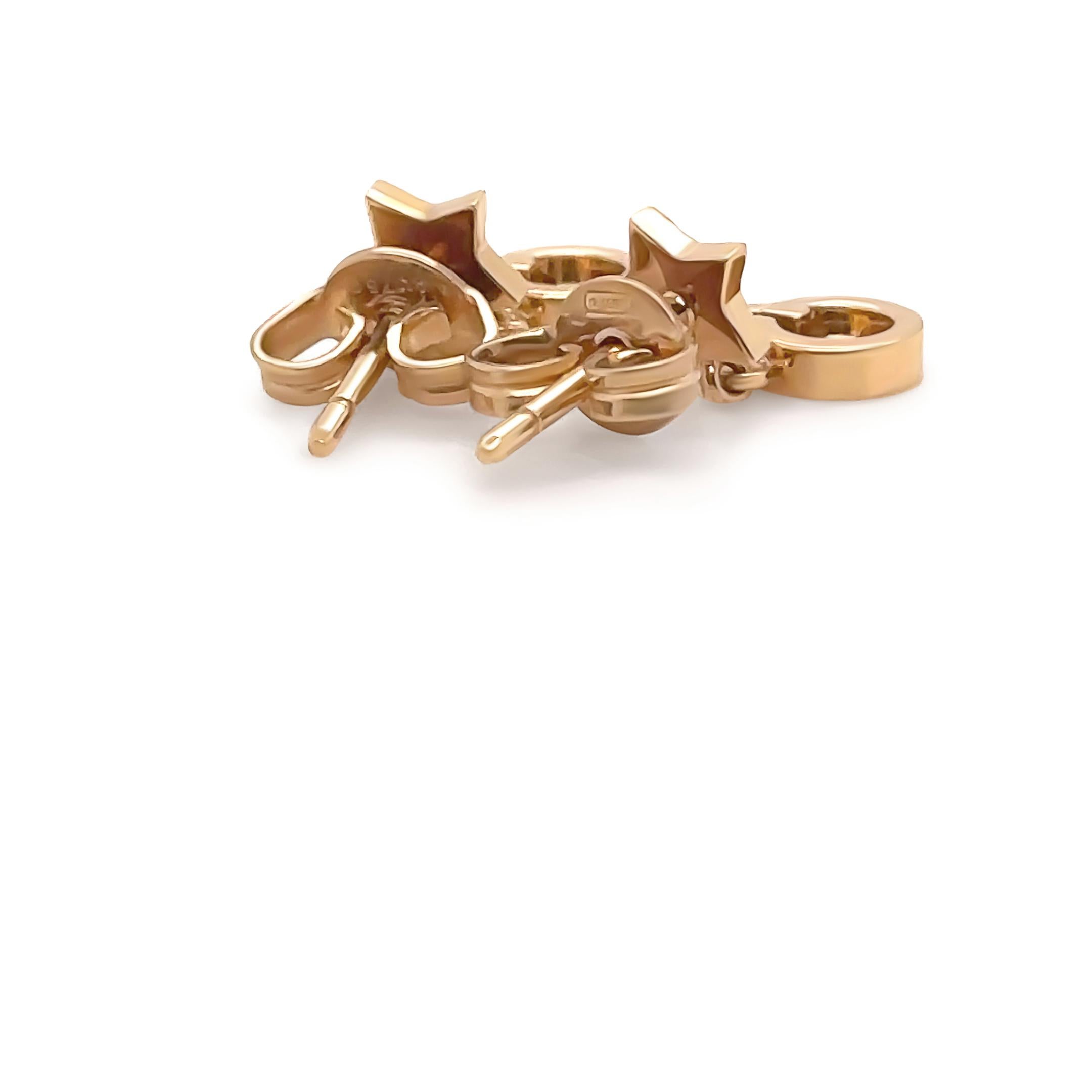 Gucci 18ct Yellow Gold Running Earrings 2g In Excellent Condition For Sale In SYDNEY, NSW