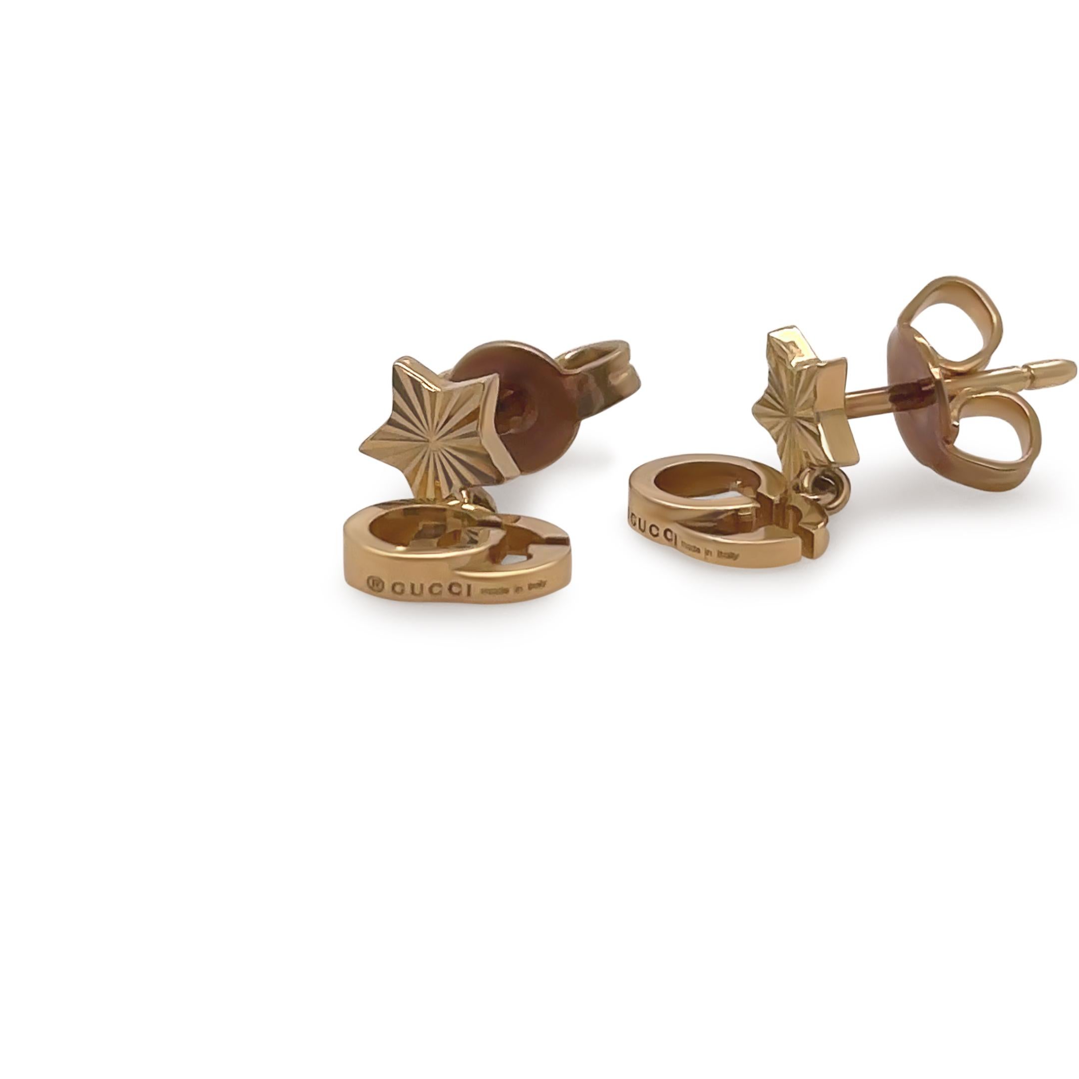 Women's Gucci 18ct Yellow Gold Running Earrings 2g For Sale