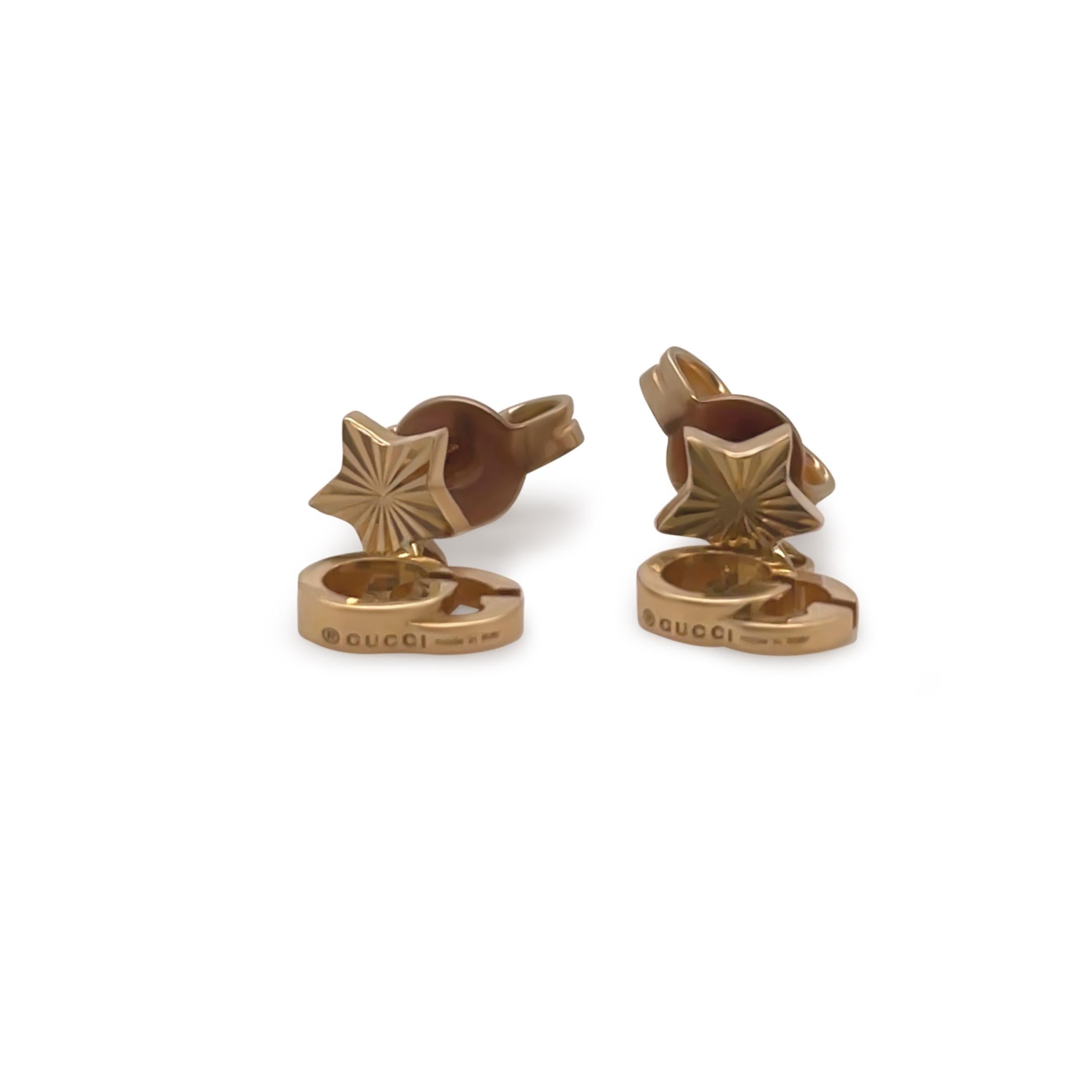 Gucci 18ct Yellow Gold Running Earrings 2g For Sale 1
