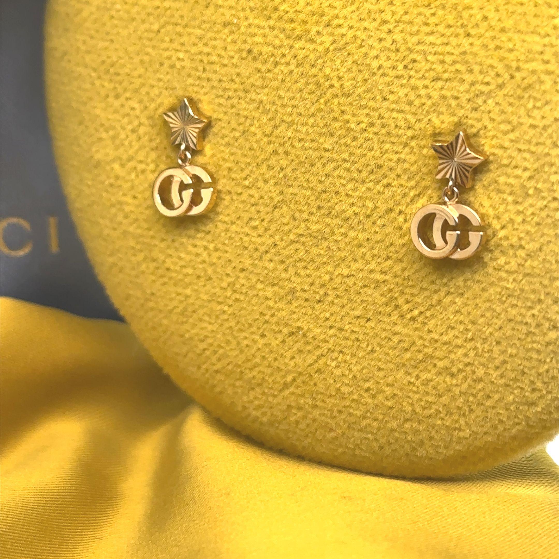 Gucci 18ct Yellow Gold Running Earrings 2g 2