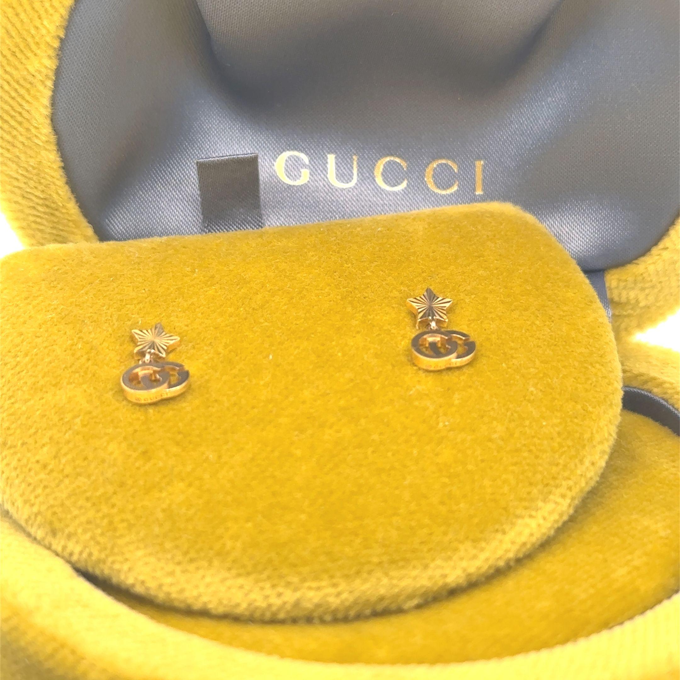Gucci 18ct Yellow Gold Running Earrings 2g For Sale 3