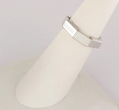 Gucci 18K/750 White Gold Link To Love Striped Ring Size 5.5