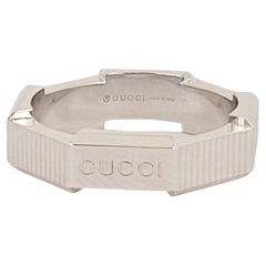 Gucci 18K/750 Oro Blanco Anillo de rayas Link To Love Talla 5.5