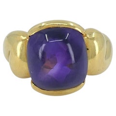 Gucci 18k Gold Amethyst Ring 6.5