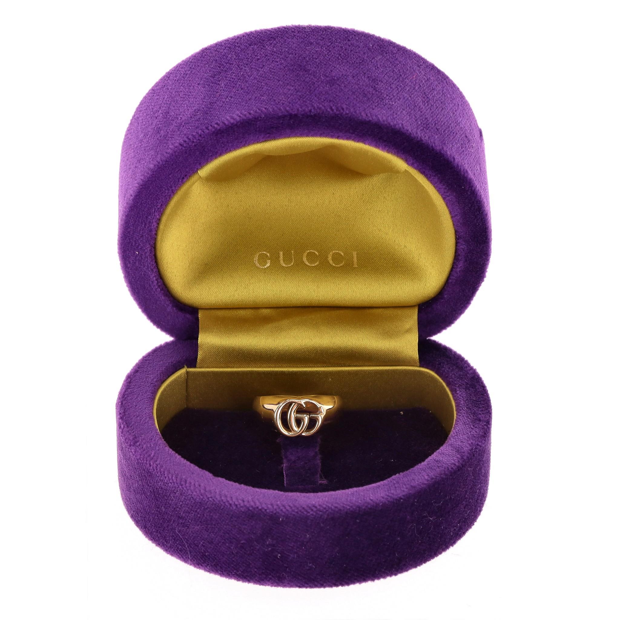 Aesthetic Movement Gucci 18k Gold 'GG' Logo Running Chevalie Statement Ring For Sale