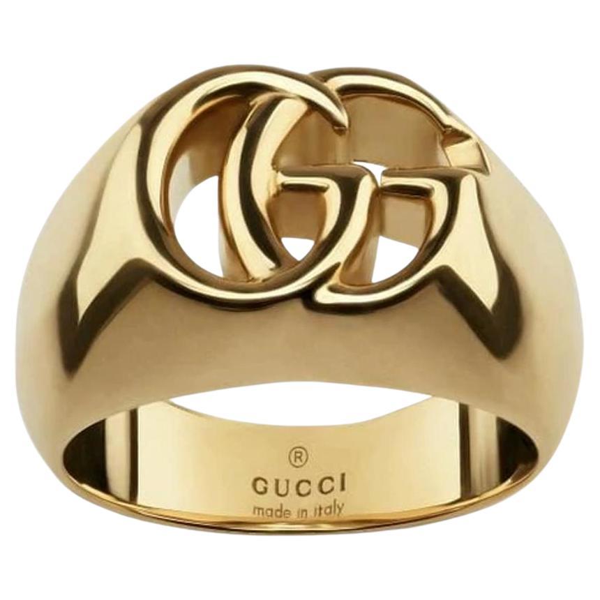 Gucci 18k Gold 'GG' Logo Signature Ring For Sale