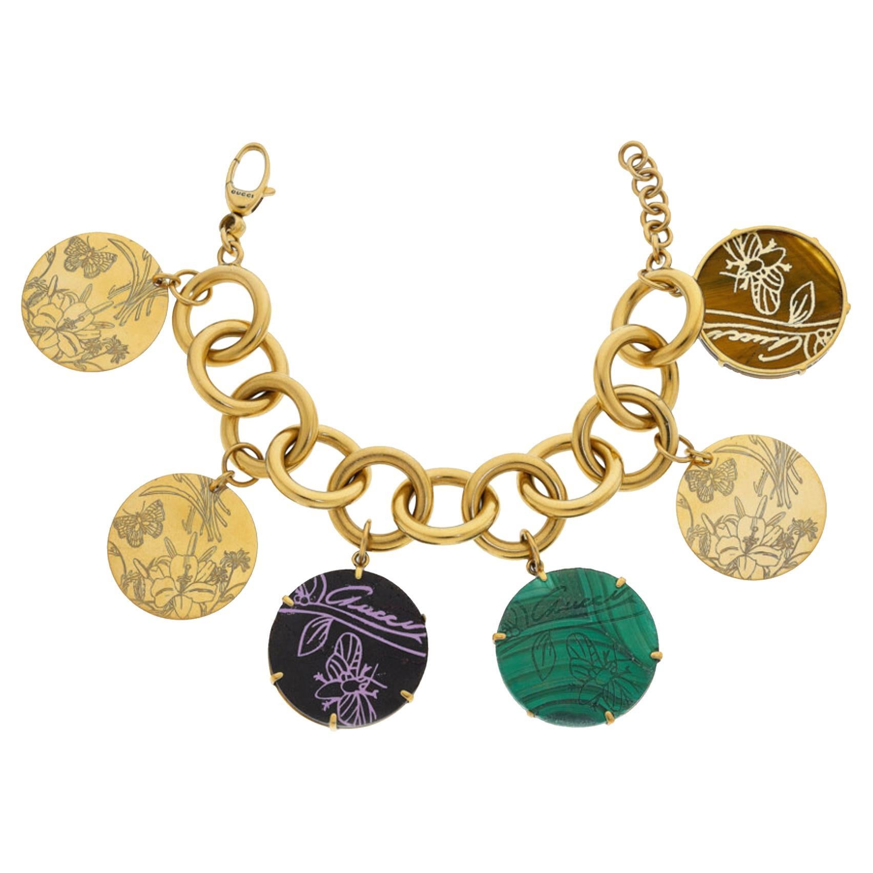 Gucci 18k Gold Multi-Stone Bracelet For Sale