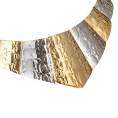 Gucci 18k Gold Alligator Skin Finish Tapered Collar Necklace, Circa 1970s