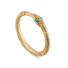 Gucci 18k Ouroboros Snake Ring with Turquoise
