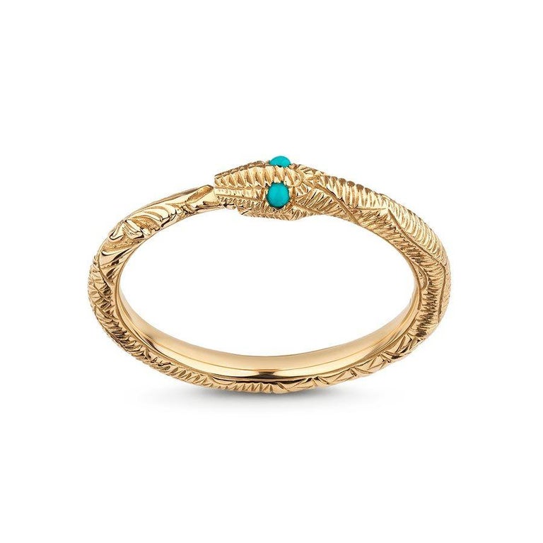 Gucci 18k Ouroboros Snake Ring with Turquoise For Sale at 1stDibs | gucci  ouroboros ring, turquoise snakes