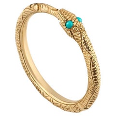 Gucci 18k Ouroboros Snake Ring with Turquoise