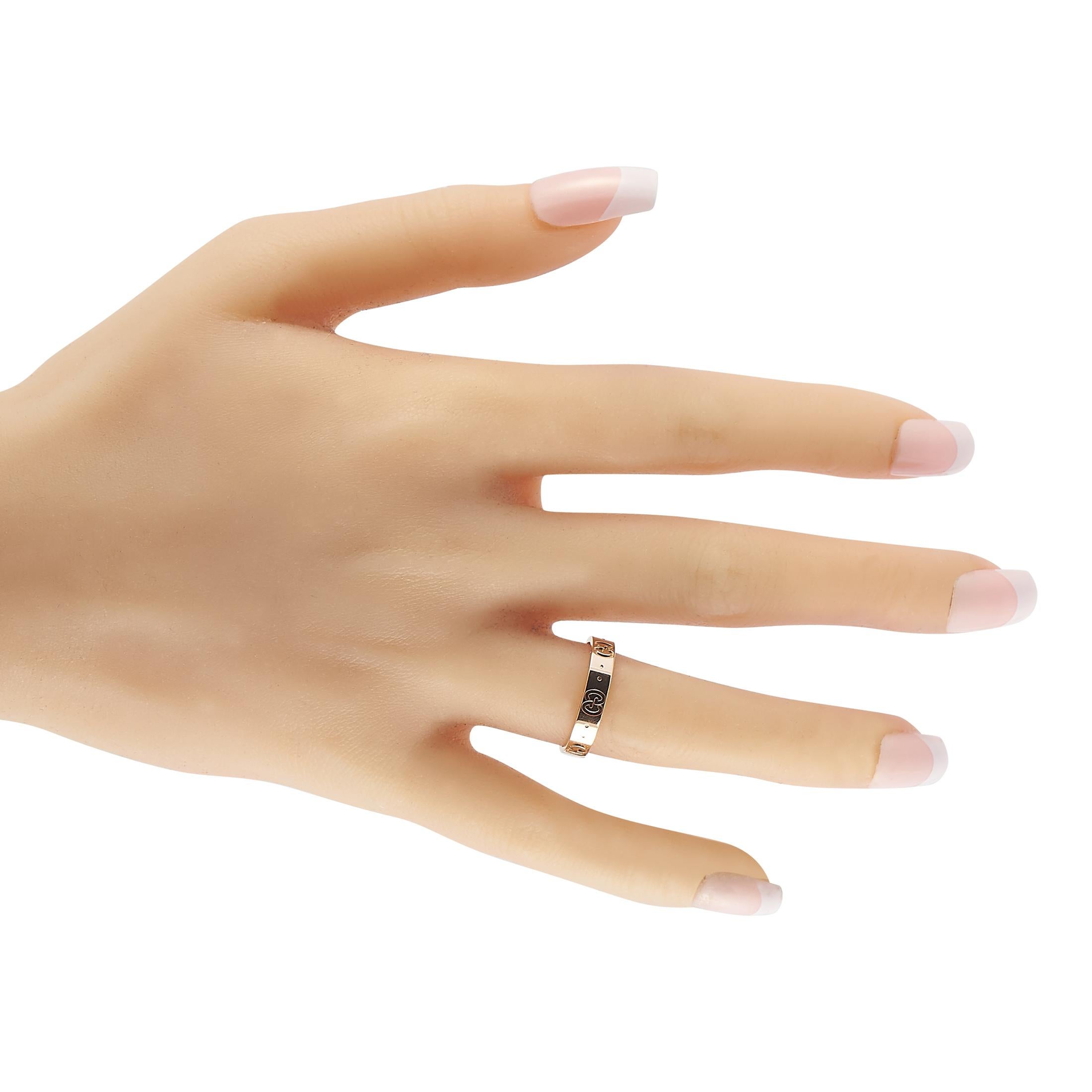 Gucci 18K Rose Gold Band Ring In Excellent Condition For Sale In Southampton, PA