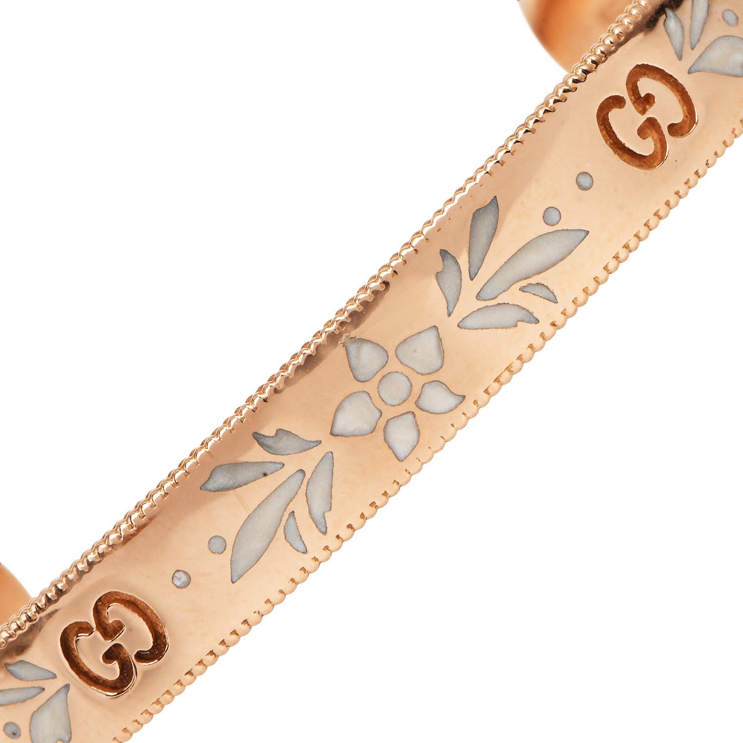 Gucci 18K Rose Gold Enamel Icon Blossom Bracelet in vendita 2