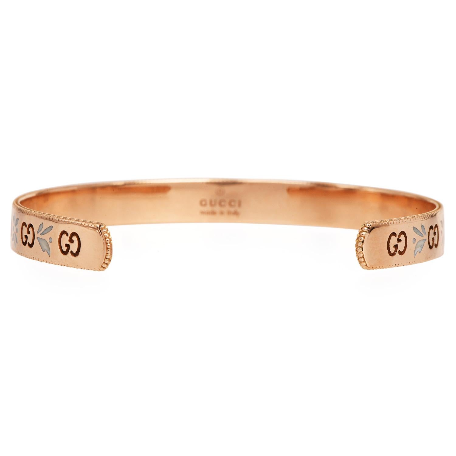 Gucci 18K Rose Gold Enamel Icon Blossom Bracelet in vendita 5