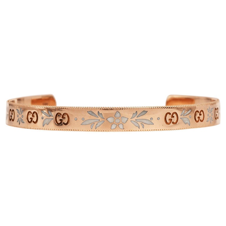 Gucci 18K Rose Gold Enamel Icon Blossom Bracelet For Sale at 1stDibs