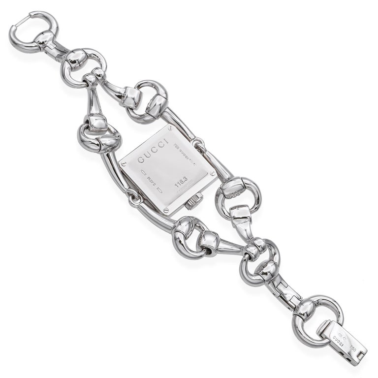 Gucci 18k White Gold 116 Signoria Diamond Set Women's Watch