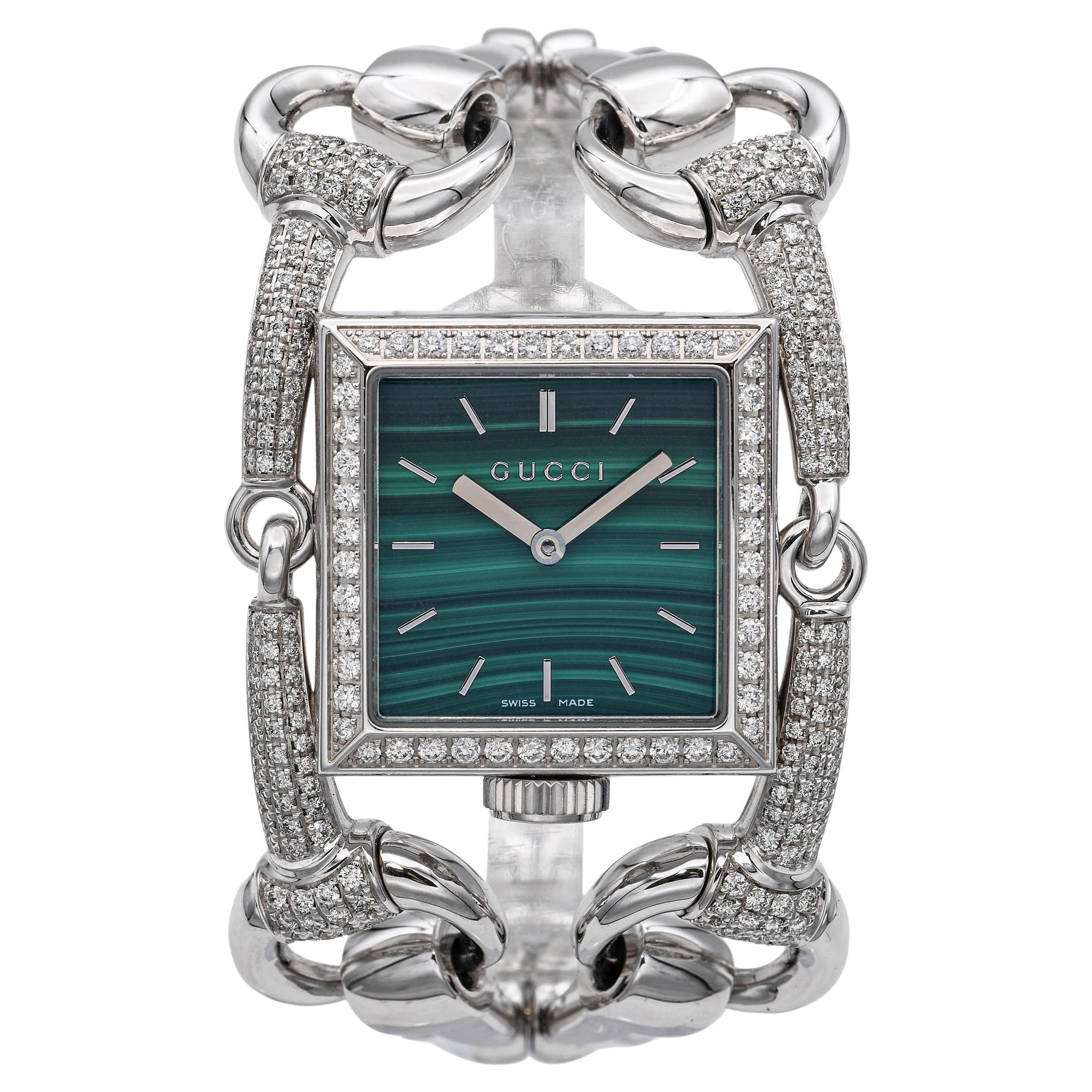 Orologio Gucci da donna in oro bianco 18k 116 Signoria con diamanti incastonati YA116306 in vendita