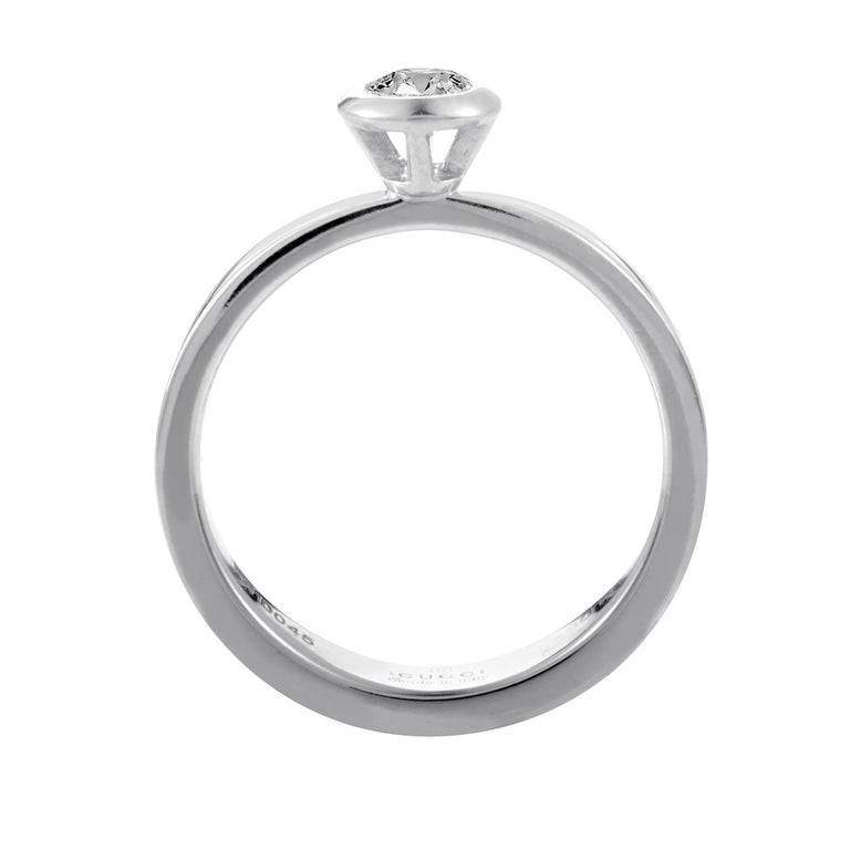 Gucci 18 Karat White Gold .33 Carat Diamond Solitaire Engagement Ring ...