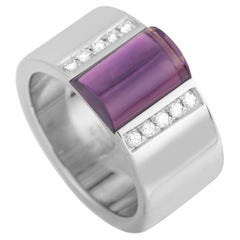 Gucci 18K White Gold Diamond and Amethyst Ring