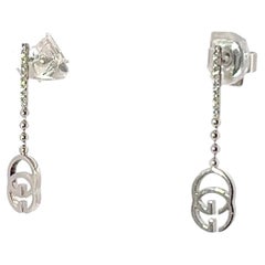 Gucci 18k White Gold & Diamond GG Drop Earrings 18ct White Gold
