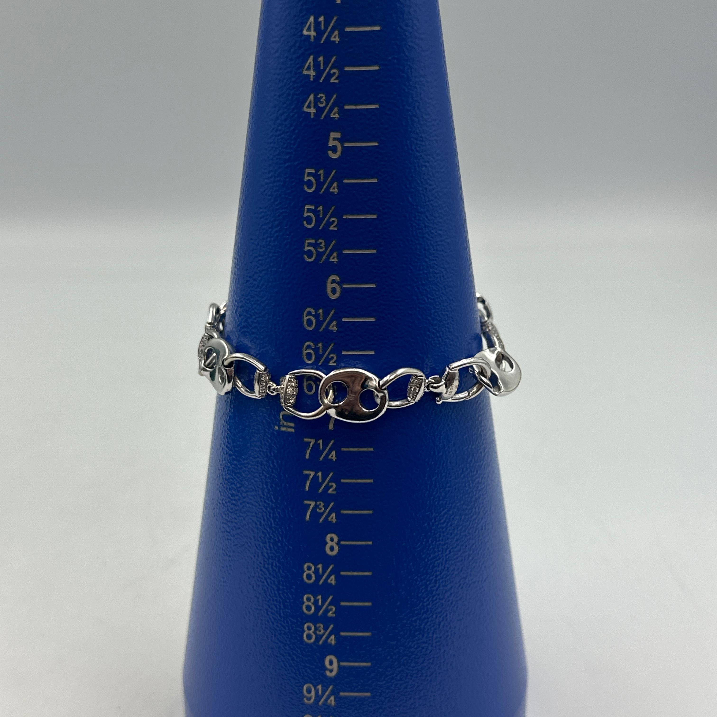 Gucci Bracelet mors de cheval en or blanc 18k et diamants avec boîte d'origine Unisexe en vente