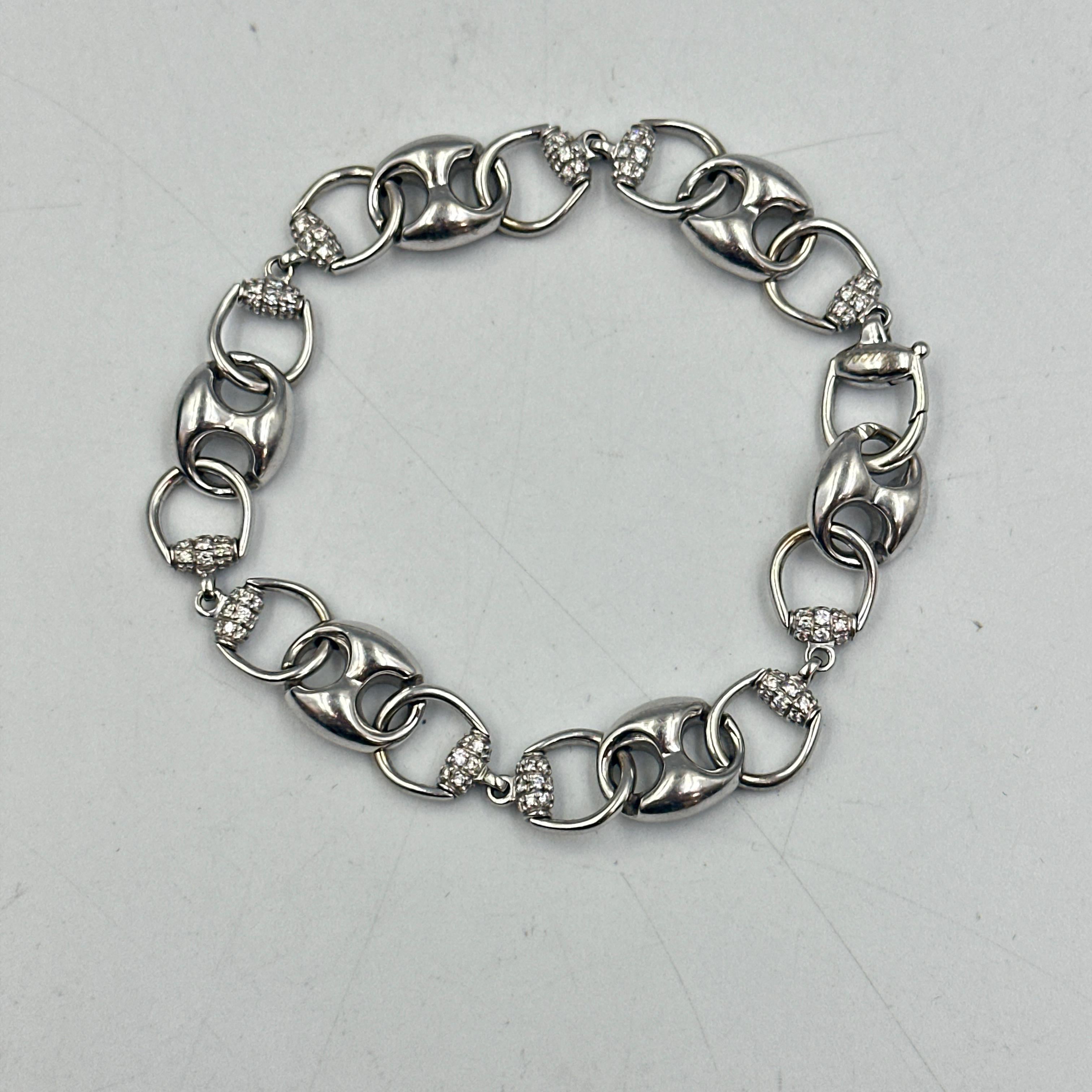 Gucci Bracelet mors de cheval en or blanc 18k et diamants avec boîte d'origine en vente 2