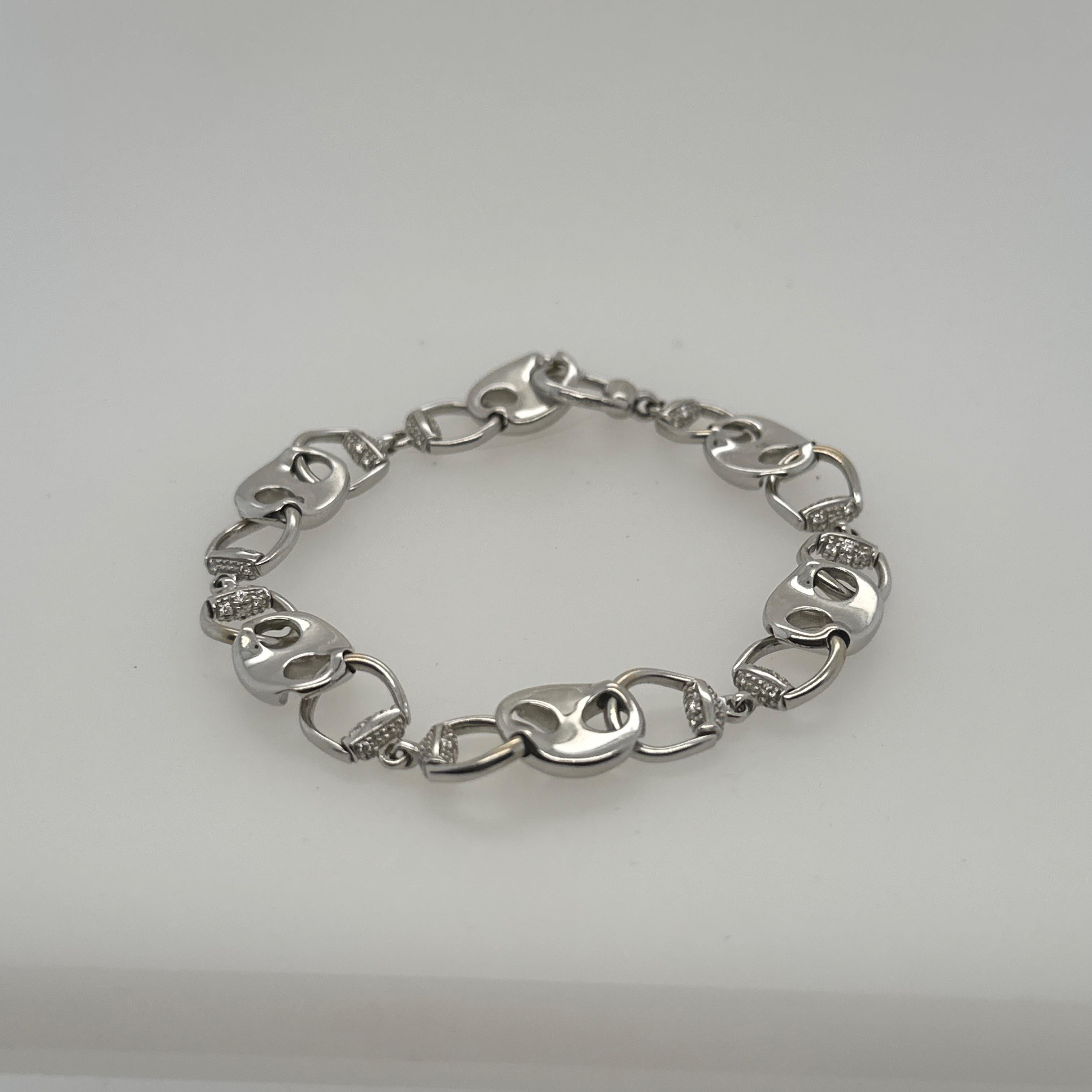 Gucci Bracelet mors de cheval en or blanc 18k et diamants avec boîte d'origine en vente 5