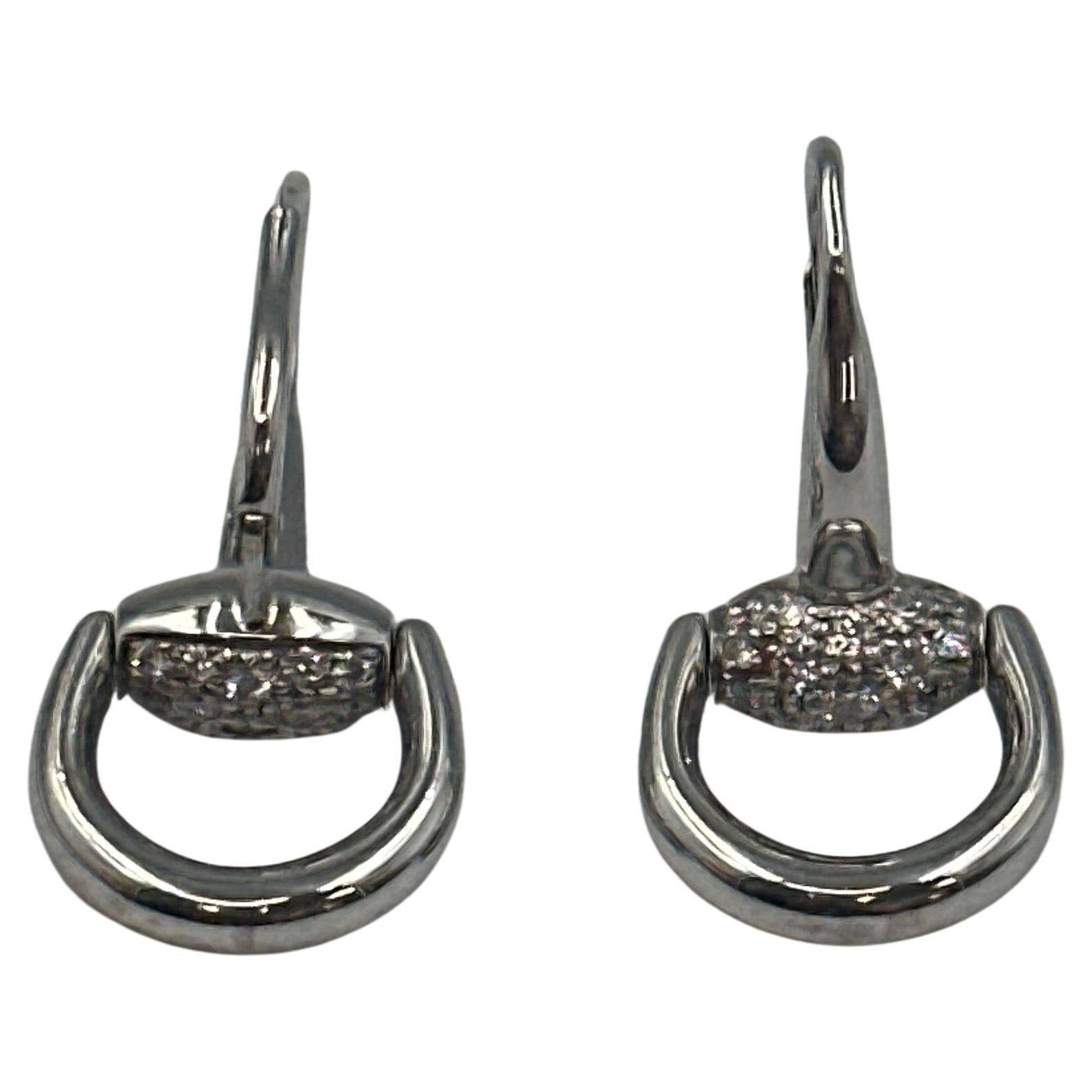 Boucles d'oreilles mors de cheval en or blanc 18k et diamants Gucci
