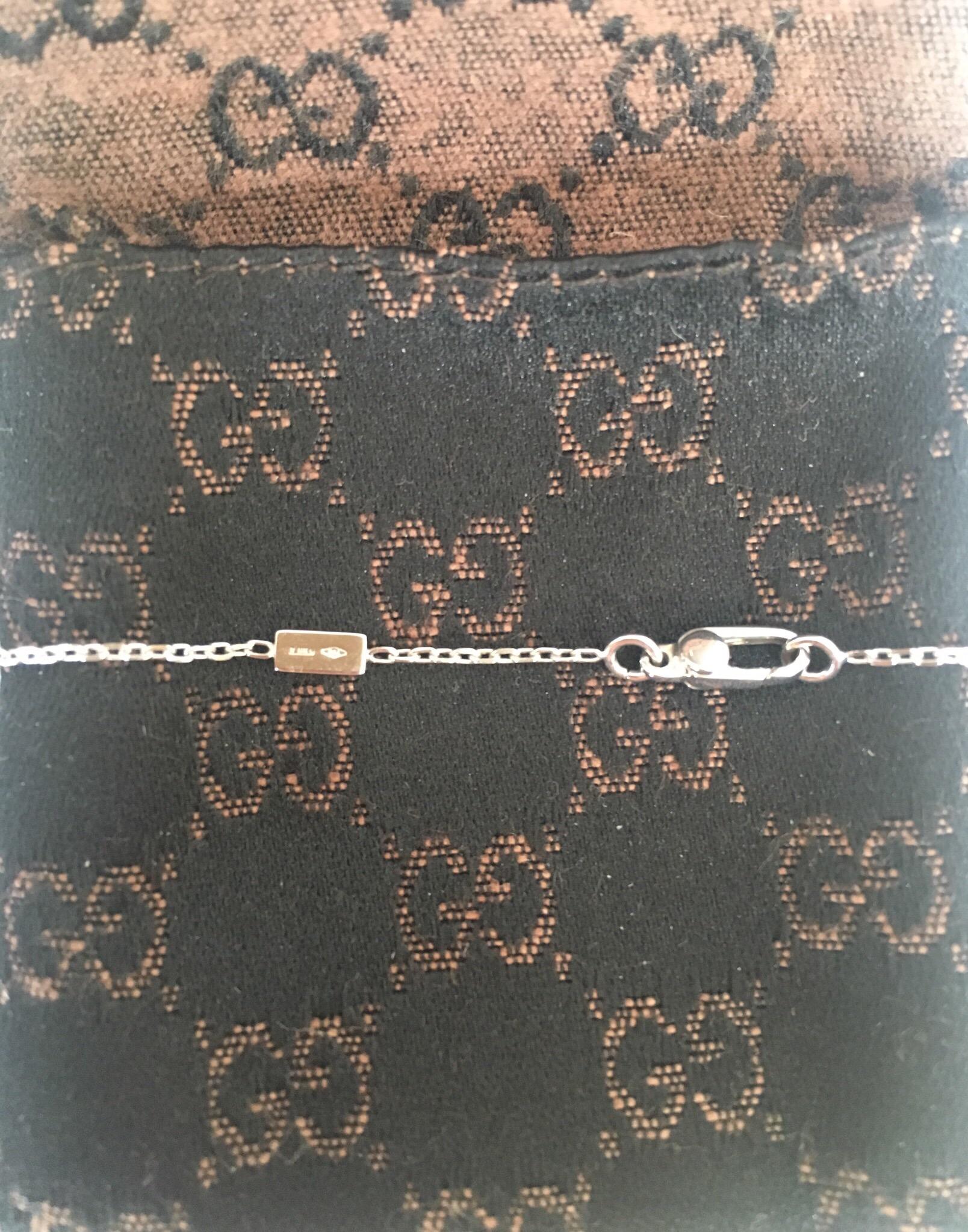 GUCCI 18k White Gold Diamond Square Princess Cut Pendant Necklace Made in Italy 4
