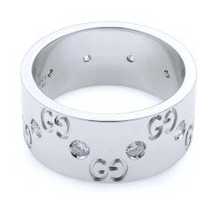 Gucci - Bracelet large en or blanc 18 carats:: avec diamant et icône