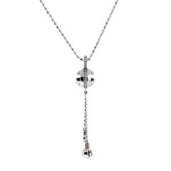 Gucci 18k White Gold "G" Ball Drop Diamond Necklace