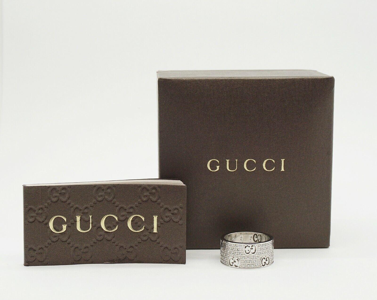 Gucci 18K White Gold Icon Stardust Diamond Band Ring Size 6.5, 8.9g For Sale 6