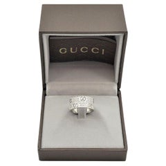 Gucci 18K White Gold Icon Stardust Diamond Band Ring Size 6.5, 8.9g