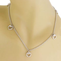 Gucci 18k White Gold Large 6 Horsebit Motif Chain Necklace