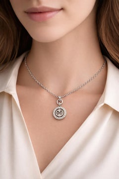 Gucci 18K White Gold Pendant Necklace with Diamond Accents